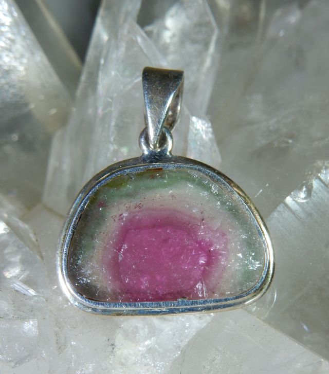 One of a Kind Organic Nature Inspired sterling Silver,peridot pendant Watermelon Tourmaline slice