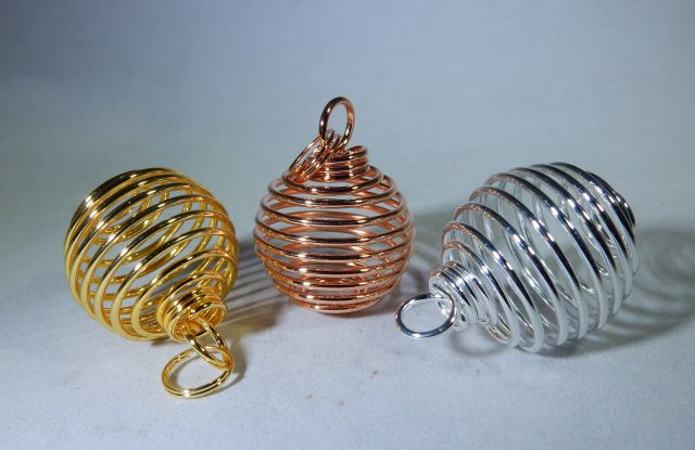 Cage Pendants to Put Crystals in, Gold - Heaven & Nature Store